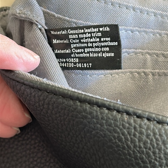 PERLINA CLAIR GENUINE PEBBLED SOFT BLACK LEATHER CROSSBODY BAG PURSE - Picture 9 of 15